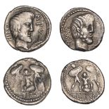 Roman Republican Coinage, L. Titurius L.f. Sabinus, Denarii (2), c. 89, head of king Tatius...