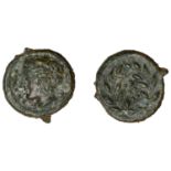 Greek Coinages, SICILY, Himera, Ã† Hemilitron, head of nymph left, six pellets before face, r...