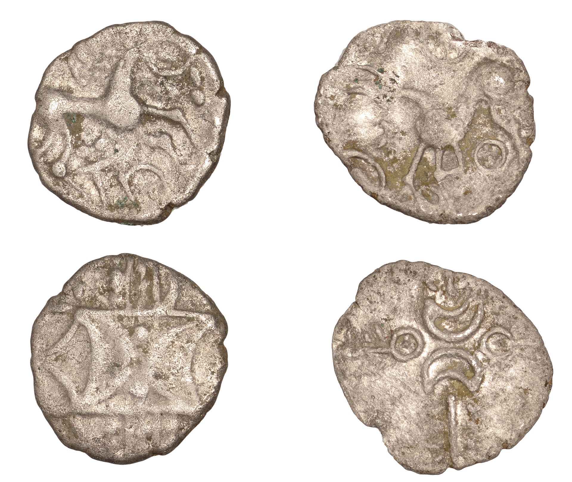 ICENI, Uninscribed issues, silver Unit, opposing crescents and pellet in ring motifs at cent...