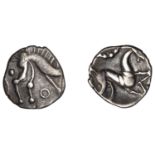 CORIELTAUVI, Early Uninscribed issues, silver Unit, South Ferriby Boar type, boar right, ann...