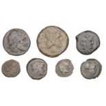 Roman Republican Coinage, L. Rubrius Dossenus, As, 87, laureate head of bearded Janus, rev....