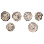 Roman Republican Coinage, A. Postumius A.f. Sp.n. Albinus, serrate Denarius, c. 81, veiled h...
