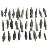 Greek, Hellenistic, bronze arrowheads (30), 4th-3rd century BC, with socketed trilobate and...