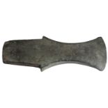 Near Eastern, bronze flat axe, c. 1,500 BC, 174mm x 65mm, trapezoid blade in outline with cu...