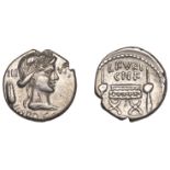 Roman Republican Coinage, L. Furius Cn. f. Brocchus, Denarius, c. 63, head of Ceres right be...