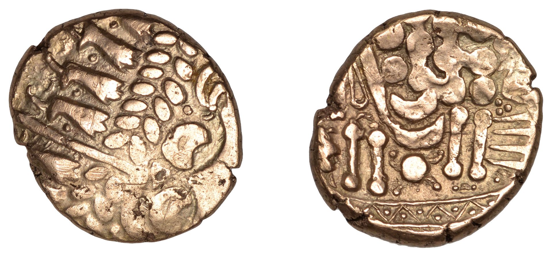 BELGAE, Early Uninscribed issues, Stater, British D [Chute/Cheriton transitional type], degr...