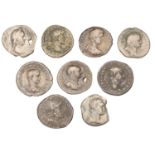 Miscellaneous Roman Denarii (9), various types and emperors [9]. Varied state, several damag...