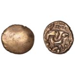 CORIELTAUVI, Early Uninscribed issues, Stater, Domino type, trace of design, rev. stylised h...