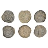 Procurators, Ambibulus (under Augustus), Ã† Prutah, yr 41 [10-11], ear of grain, rev. palm tr...
