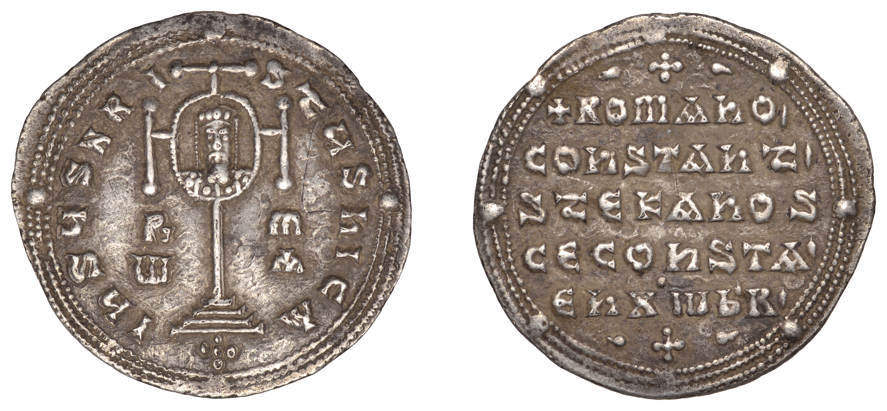 Constantine VII Porphyrogenitus with Romanus I, Miliaresion, Constantinople, 931-44, large c...