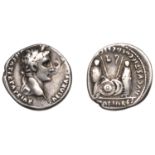 Roman Imperial Coinage, Augustus, Denarius, Lugdunum, c. 2 BC - 4 AD, laureate bust right, r...