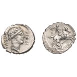 Roman Republican Coinage, A. Licinius Nerva, Denarius, 47, laureate head of Fides right, rev...