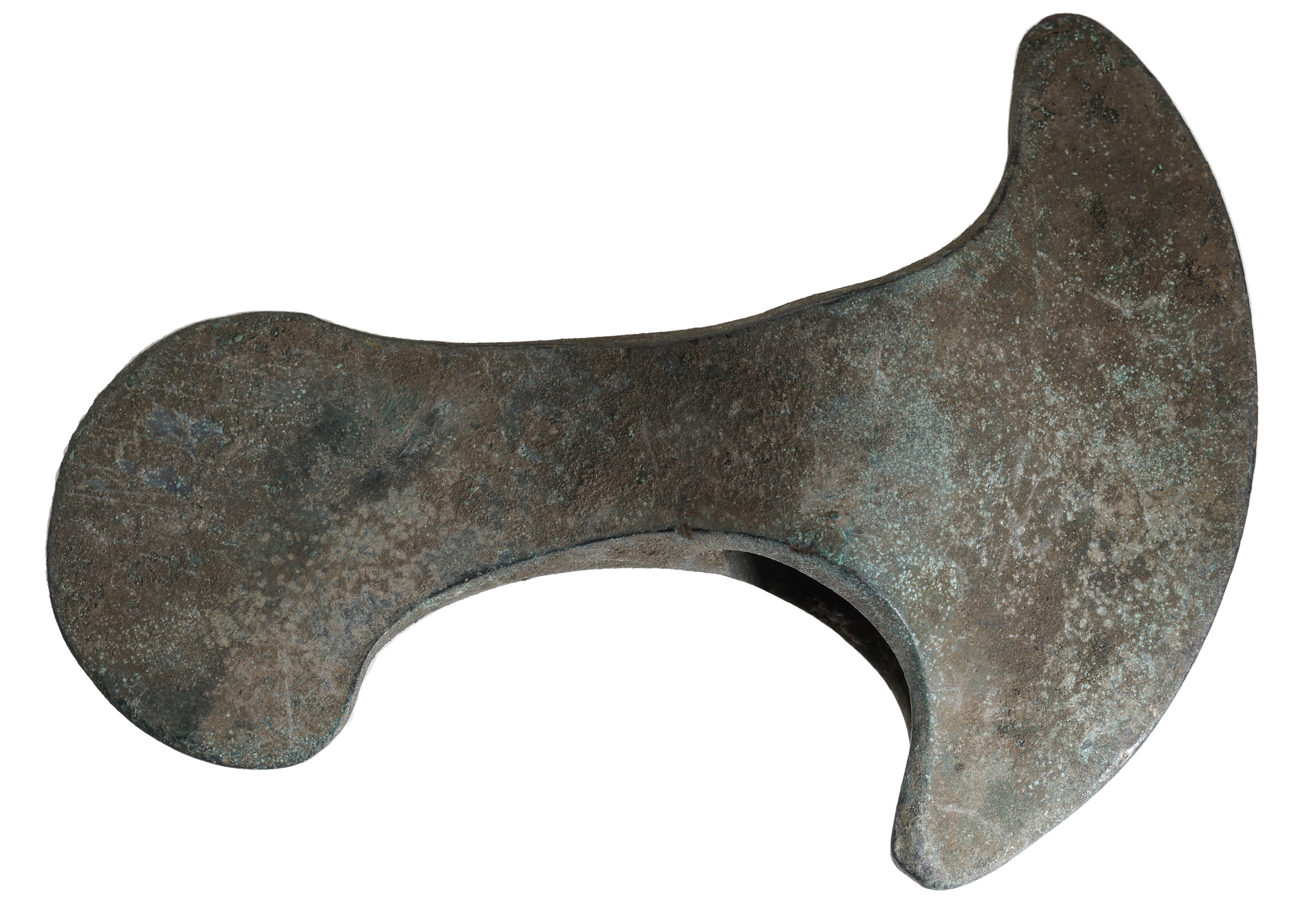 Near Eastern, bronze axe, c. 1,200 BC, 125mm x 93mm, oval sectioned shaft hole, expanded cur... - Image 2 of 4