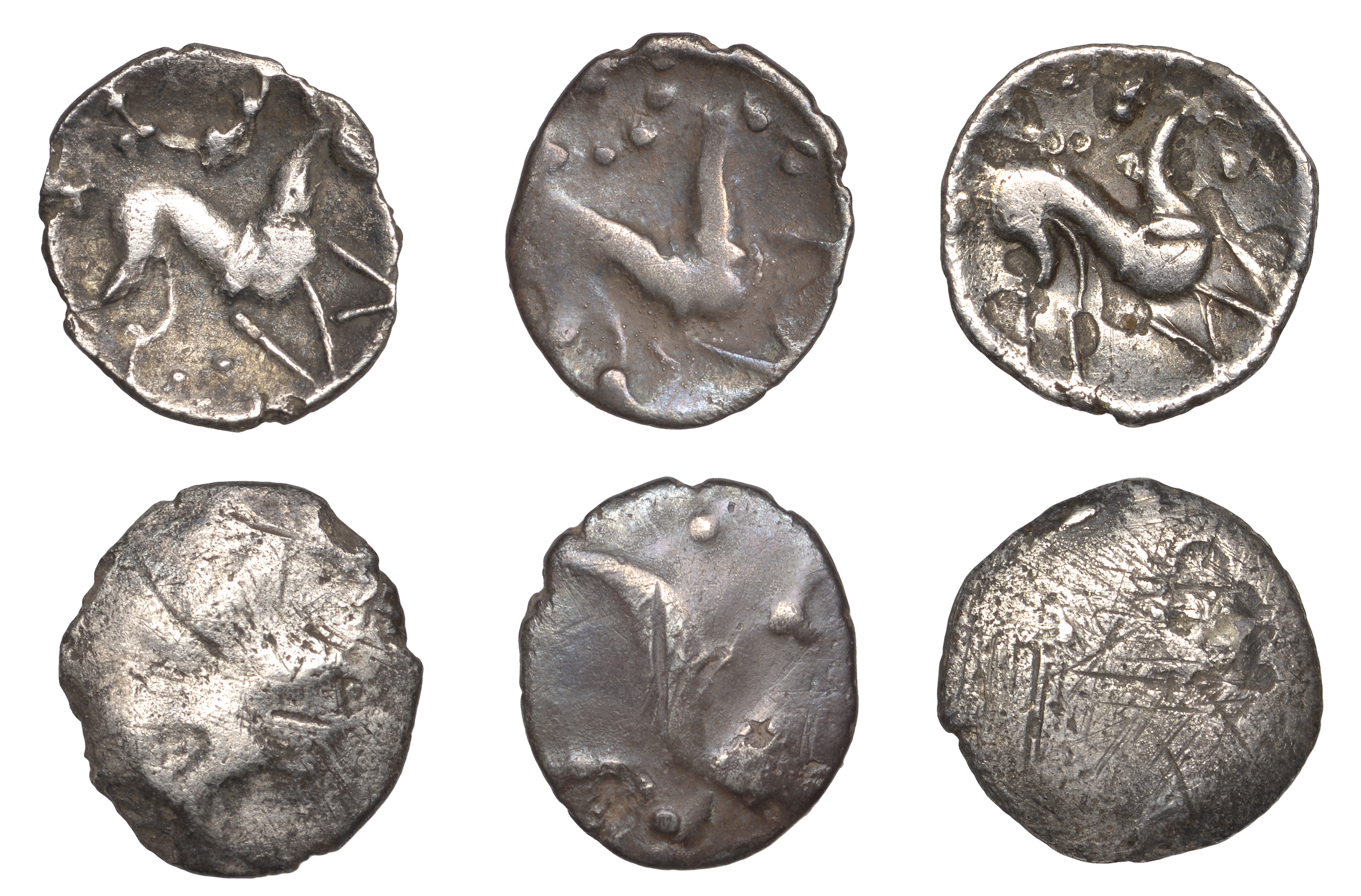 CORIELTAUVI, Early Uninscribed issues, silver Units (3), South Ferriby Boar type, boar right...