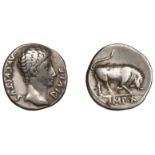 Roman Imperial Coinage, Augustus, Denarius, Lugdunum, 15-13 BC, avgvstvs divi f, bare head r...