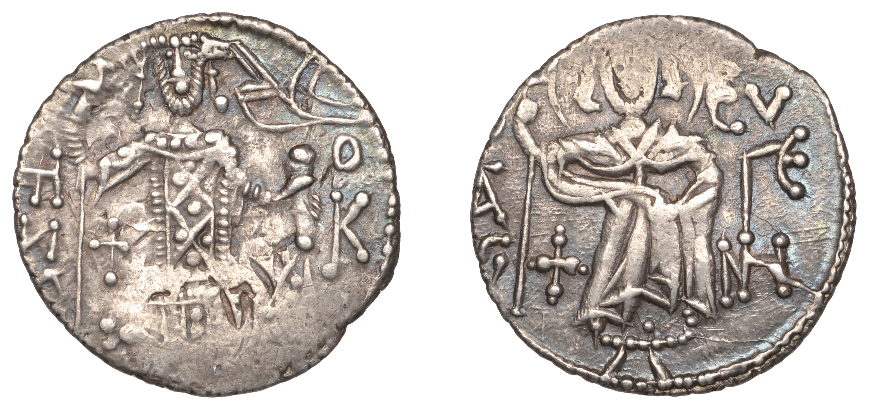 EMPIRE OF TREBIZOND, Manuel I (1238-63), Asper, St Eugenius standing facing, holding long cr...