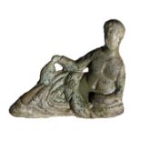 Roman, bronze Mercury banqueteer, 1st-2nd century, 4cm x 4cm x 5mm, reclining figure of a ha...