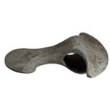 Near Eastern, bronze axe, c. 1,200 BC, 125mm x 93mm, oval sectioned shaft hole, expanded cur...