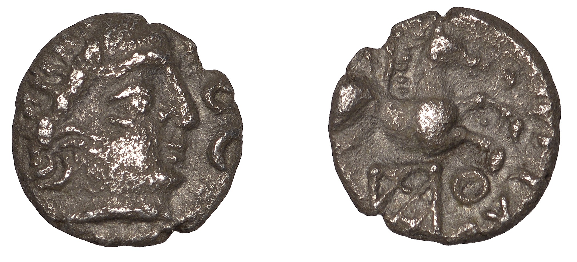 CANTII, Dubnovellaunos (25 BC - 5 AD), silver Unit, Pegasus type, laureate head right, rev....
