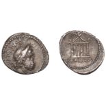 Roman Republican Coinage, Petillius Capitolinus, Denarius, 43, bearded head of Jupiter right...