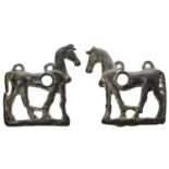 Luristan, bronze cheek pieces (2) from a horse bit, 8th-7th century BC, left and right panel...