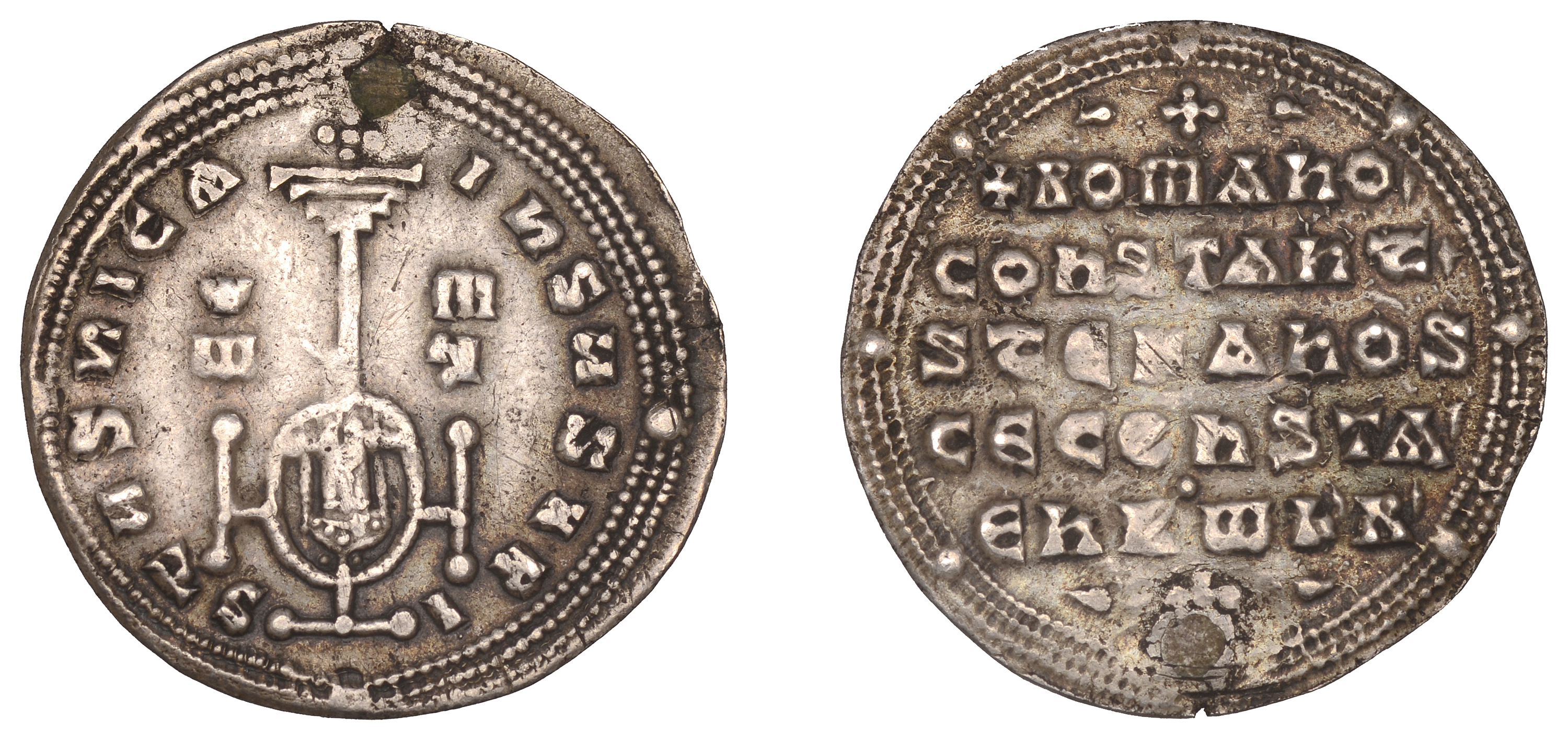 Constantine VII Porphyrogenitus with Romanus I, Miliaresion, Constantinople, 931-44, large c...