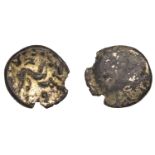 GALLO-BELGIC, Stater, series E [Ambiani Uniface type], blank, rev. disjointed horse right, p...