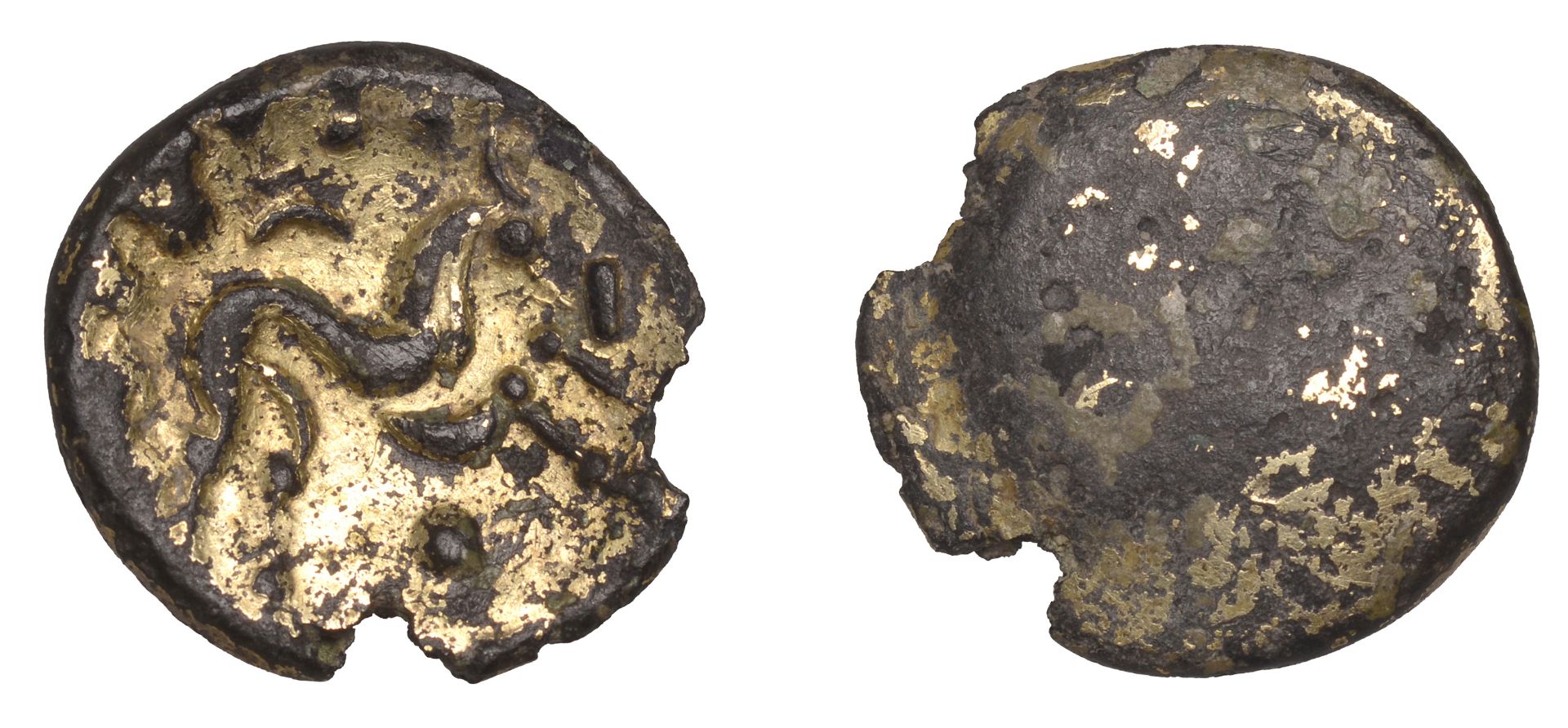 GALLO-BELGIC, Stater, series E [Ambiani Uniface type], blank, rev. disjointed horse right, p...