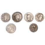 Roman Republican Coinage, L. Julius Caesar, plated Denarius, c. 103, helmeted head of Mars l...