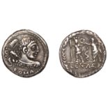 Roman Republican Coinage, Pub. Lentulus Marceli f., Denarius, c. 100, bust of young Hercules...