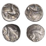 CORIELTAUVI, Early Uninscribed issues, silver Units (2), both South Ferriby Boar types, boar...