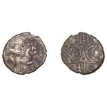 ICENI, Ecen (10-43 AD), silver Unit, two opposed crescents on wreath, rev. horse right, S be...