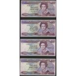 Eastern Caribbean central Bank, $20, ND (1988), serial numbers B636929A, B318177D, C986694L,...