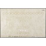 Reserve Bank of India, watermarked paper for 100 Rupees, ND (1944), annotated with the text...