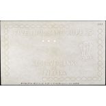 Reserve Bank of India, watermarked paper for 5000 Rupees, ND (1954), annotated â€œReserve Bank...