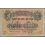 East African Currency Board, 20 Shillings, 1 August 1943, serial number A/19 77147, original...