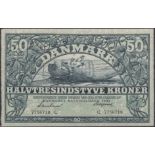 Danmarks Nationalbank, 50 Kroner, 1942, serial number C7756710, uncirculated and a lovely ex...
