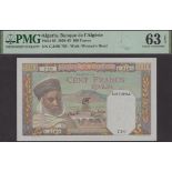 Banque de l'Algerie, 100 Francs, 19 July 1945, serial number C.2460 750, in PMG holder 63 EP...