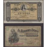 Banco de Pamplona, Colombia, 1 Peso, 9 July 1883, serial number A0945, also El Banco del Est...