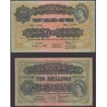 East African Currency Board, 10 Shillings, 1 April 1954, serial number E87 50746, also 20 Sh...