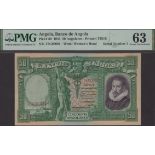 Banco de Angola, 50 Angolares, 1 October 1944, serial number 1TG 00001, in PMG holder 63, ch...