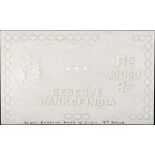 Reserve Bank of India, watermarked paper for 10,000 Rupees, ND (1938), annotated with the te...