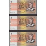 Reserve Bank of Australia, $1 (8), ND (1966), serial numbers ADY 812101-104, 812107-109 and...
