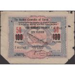 Rubber Controller of Ceylon, 100 Pounds of Dry Rubber with 50 overprint in red and dated 1 M...