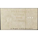 Reserve Bank of India, watermarked paper for 5 Rupees, ND (1944), annotated with the text â€œ5...