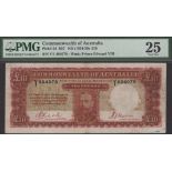 Commonwealth of Australia, Â£10, ND (1934-39), serial number V/1 604078, Riddle and Sheenan s...