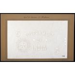 Government of India, watermarked paper for 5 Rupees, ND (1933), annotated in margin â€œGovt of...