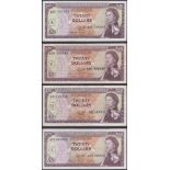 East Caribbean Currency Authority, $20, ND (1983), prefixes A21, A22, A25, A28, codes A, G,...