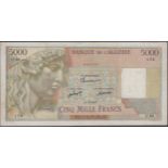 Banque de l'Algerie, 5000 Francs, 12 March 1947, serial number U.88-156, Couquet, Brunet and...