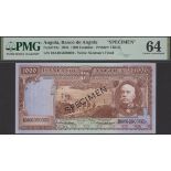 Banco de Angola, specimen 1000 Escudos, 15 August 1956, serial number 10AOG 000000, black SP...